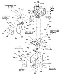 Engine Group Diagram and Parts List for 1696026 2011 Briggs and Stratton Snow Blower